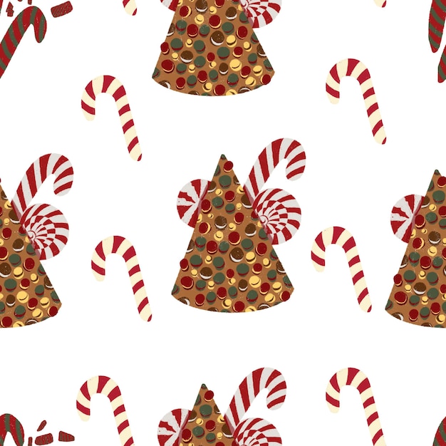 Seamless pattern Macaroons cone and candy cane