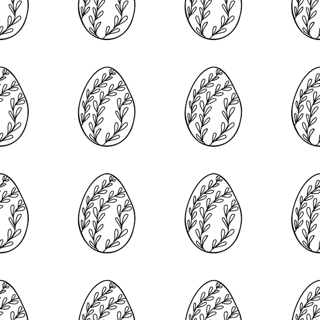 Seamless pattern made from hand drawn Easter eggs illustration. Isolated on white background.