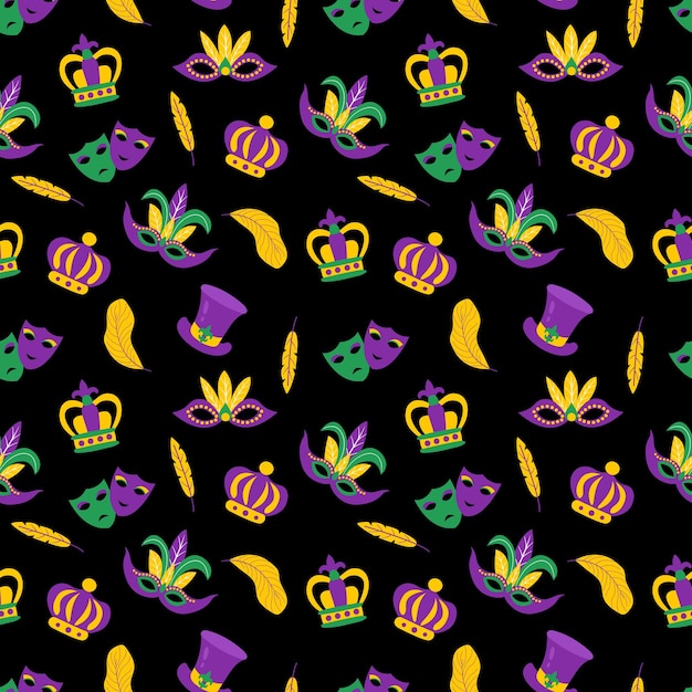 Seamless pattern Mardi Gras carnival. Design for fabric, textile, wallpaper, packaging.