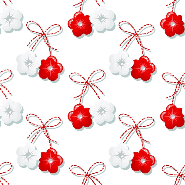 Seamless pattern, Martisor,symbol of spring. Traditional spring holiday in Romania and Moldova