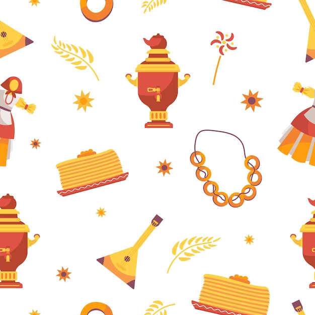 Vector seamless pattern for maslenitsa celebration week