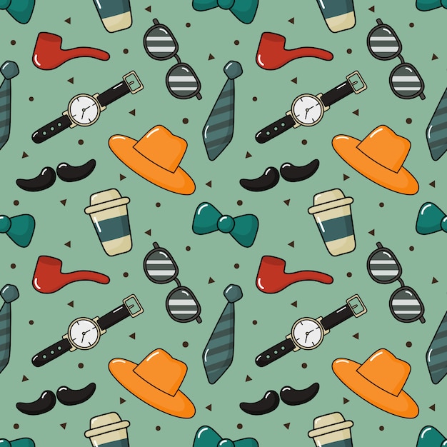 seamless pattern men items. happy fathers day 