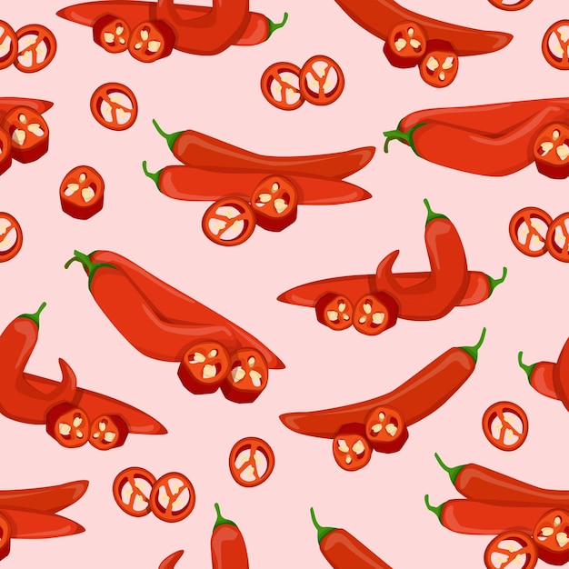 Seamless pattern of Mexican chili peppers