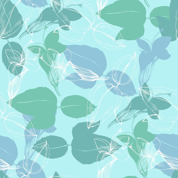 Seamless pattern of mint leaves