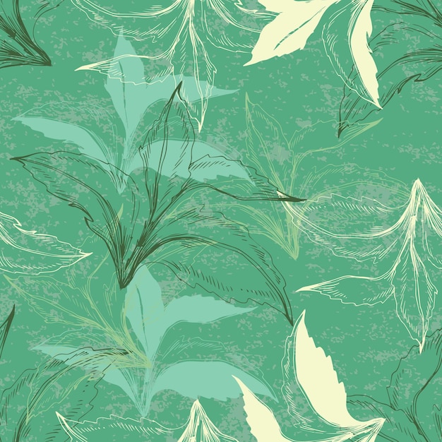 Seamless pattern of mint leaves