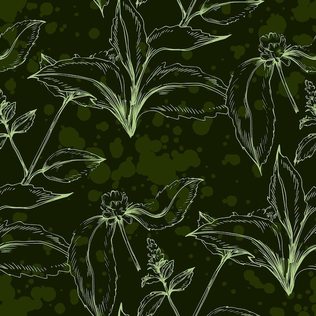 Seamless pattern of mint leaves