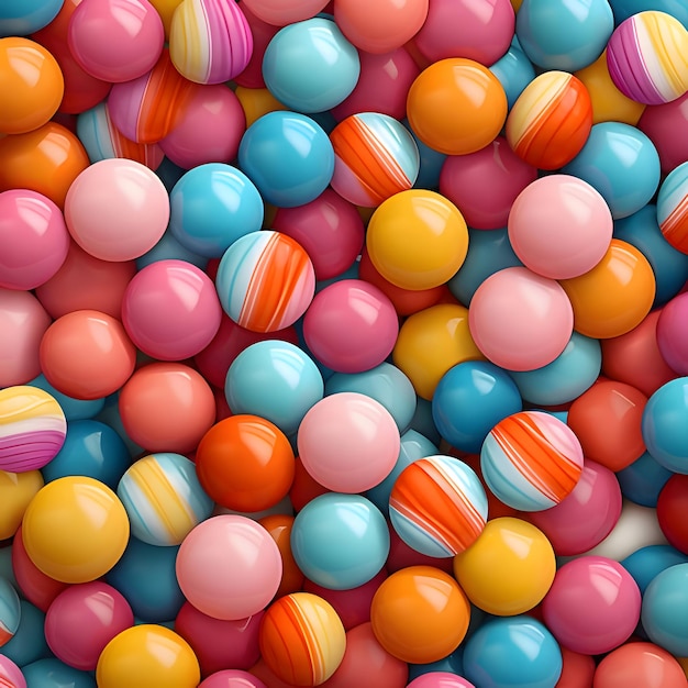 Seamless pattern of multicolored balls 3d illustration