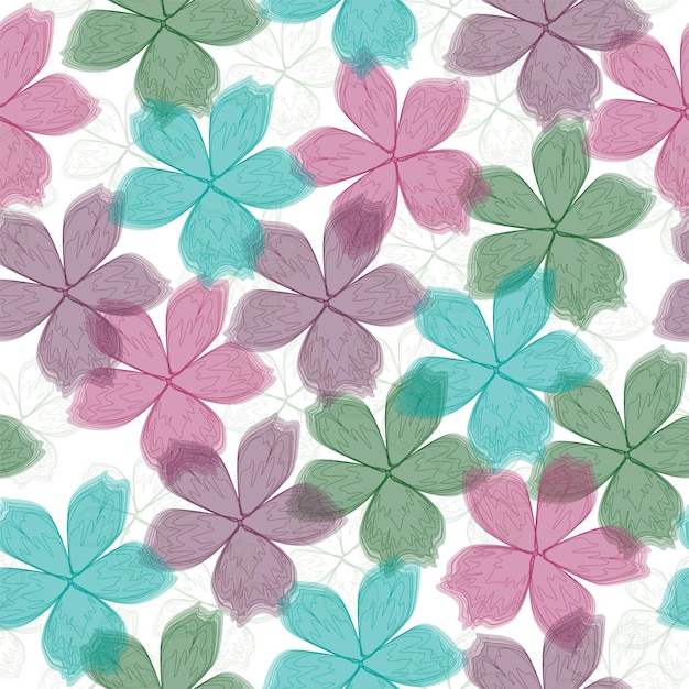 Vector seamless pattern multicolored roses