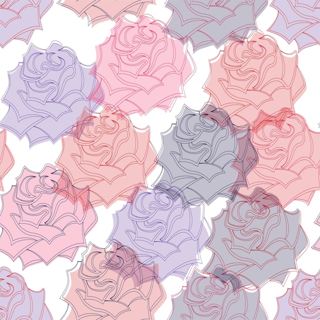 Seamless Pattern Multicolored Roses