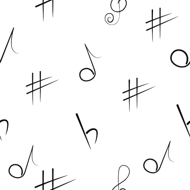 Seamless pattern of musical signs hand drawing