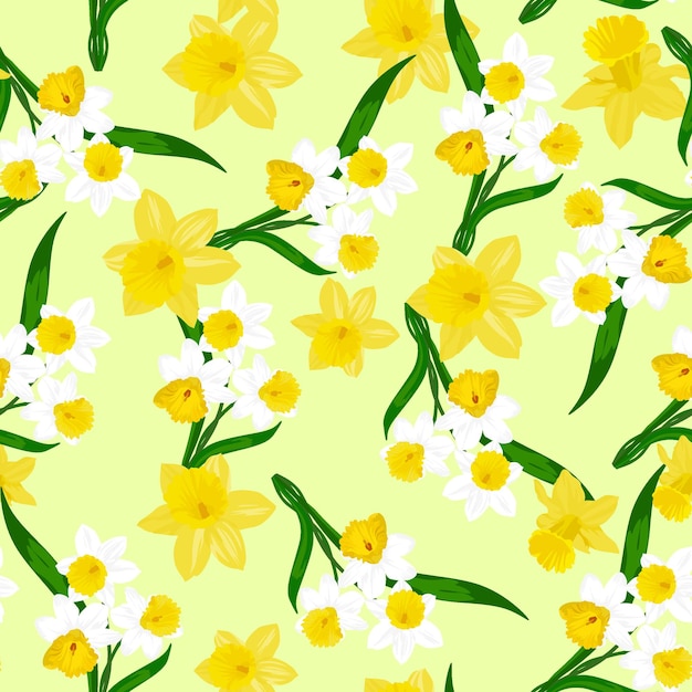 A seamless pattern of narcissus flower vector illustration flower background