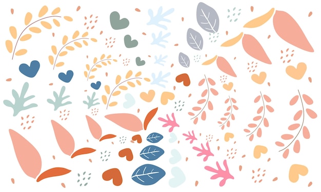 Seamless pattern nature with leaves love and abstract shape