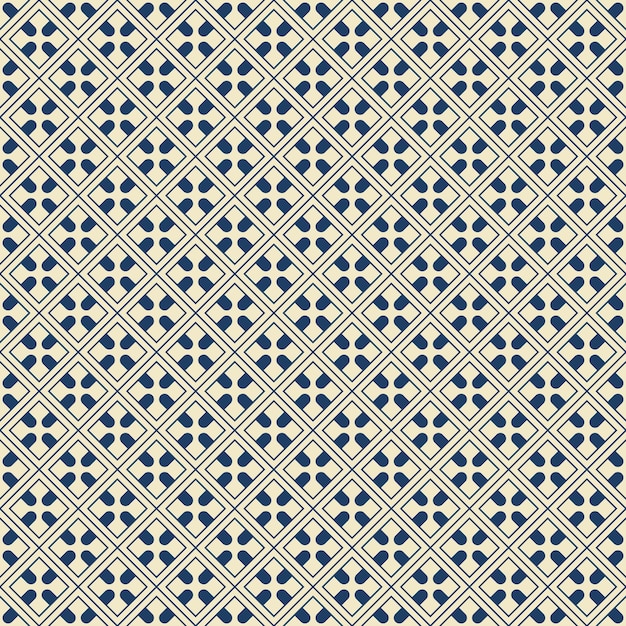 Seamless pattern navy blue square check cross geometry frame