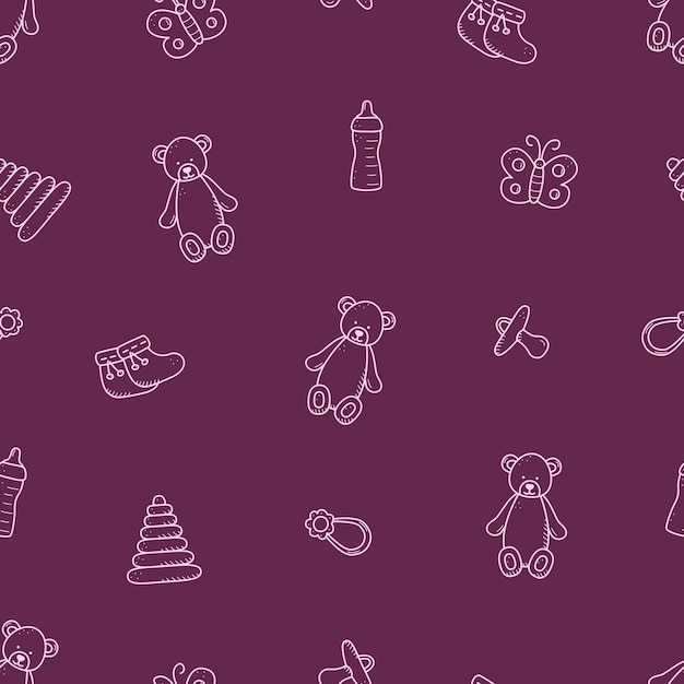 Seamless pattern of newborn icons Vector illustration background wallpaper baby elements