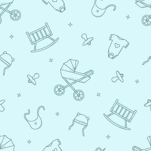 Seamless pattern of newborn icons Vector illustration background wallpaper baby elements