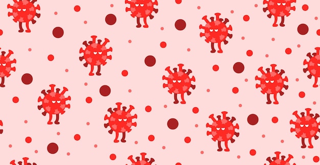 Бесшовный фон, новый вирус коронавируса COVID-19 - векторные иллюстрации