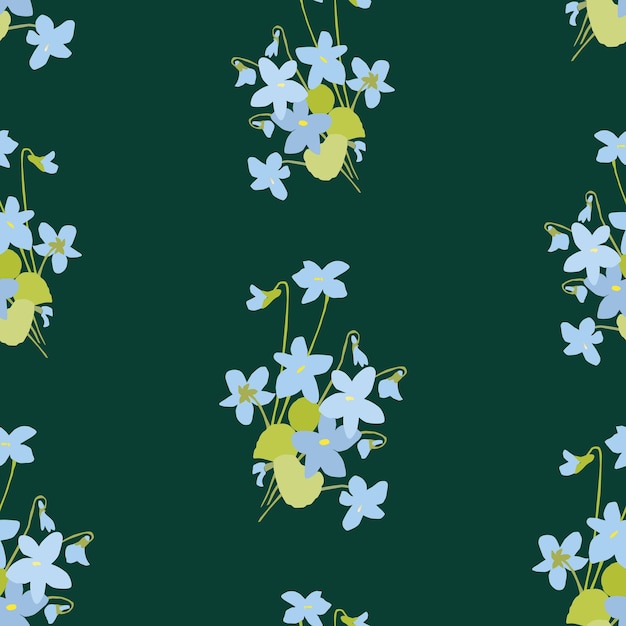 벡터 부케 블루 봄 제비꽃의 완벽 한 패턴