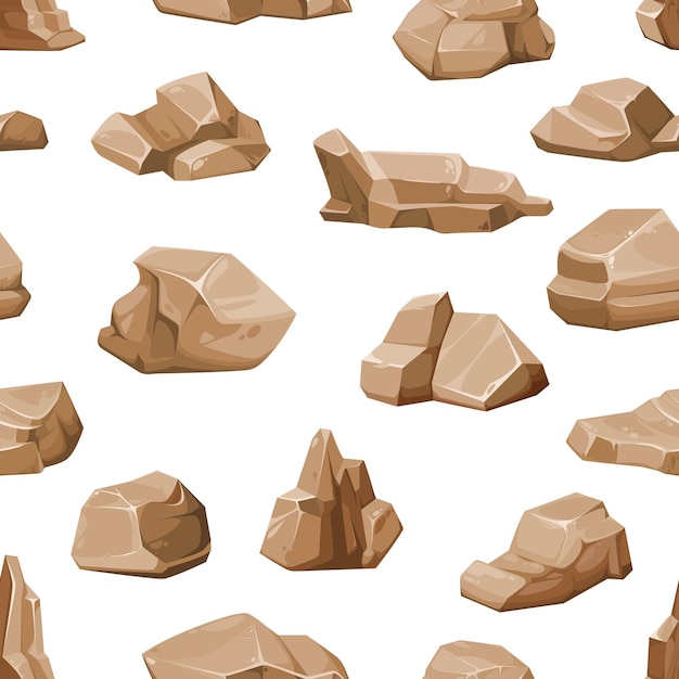 ベクトル 茶色の岩石と岩のシームレスなパターン