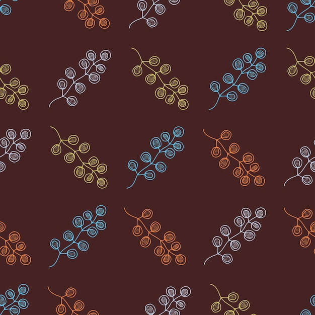 벡터 추상적 인 다채로운 꽃 가지 를 그린 <unk> 없는 패턴