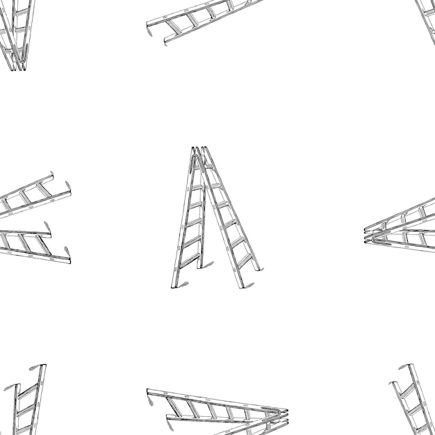 描かれた折りたたみはしごのシームレスなパターン