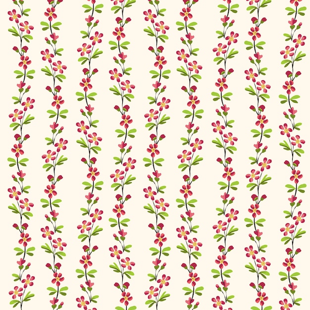 꽃과 녹색 잎의 원활한 패턴 반복