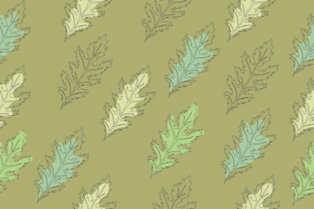 ベクトル 水菜の緑の葉のシームレスなパターン からしのベクトル イラスト
