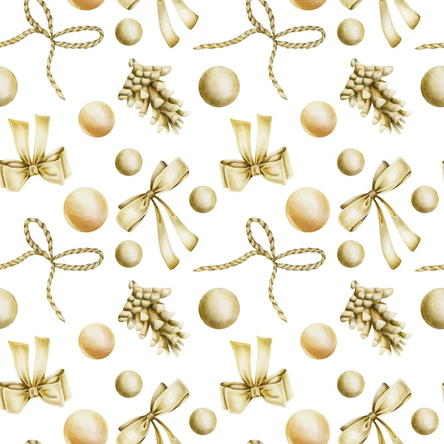 手描きのゴールデンクリスマス要素のシームレスパターン