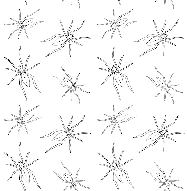 Вектор Бесшовный рисунок пауков ручной работы