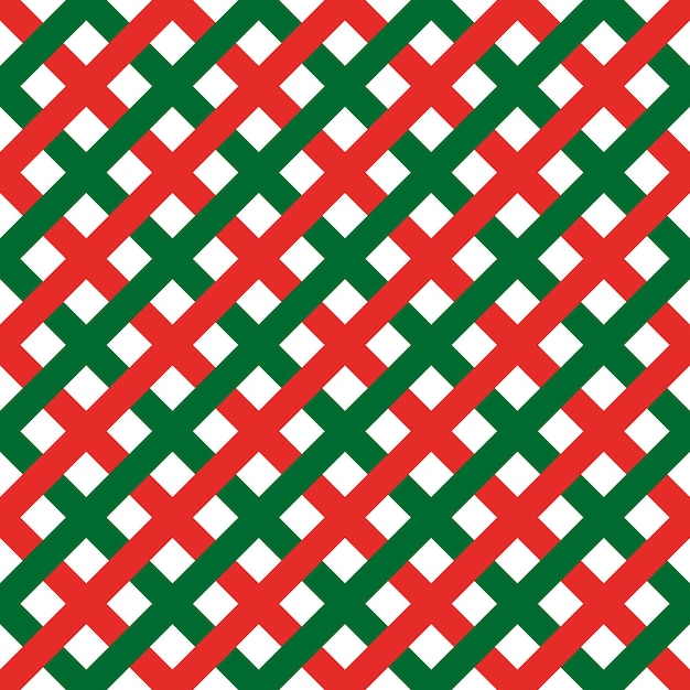 벡터 녹색과 빨간색 크리스마스 색상 스트라이프 기하학적 패턴의 짜여진 라인의 원활한 패턴