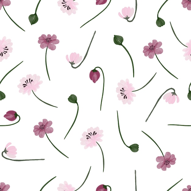 핑크 꽃과 꽃 봉 오리의 완벽 한 패턴