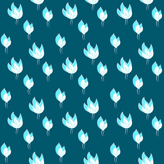 Бесшовный узор из белых синих листьев на бирюзовом фоне дизайн для текстильной бумаги