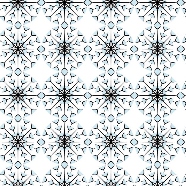 Seamless pattern of openwork snowflakes with blue hues Vector repeat texture Abstract background