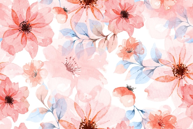 Seamless pattern of orange flowers drawn with watercolorDesigned for fabric and wallpaper