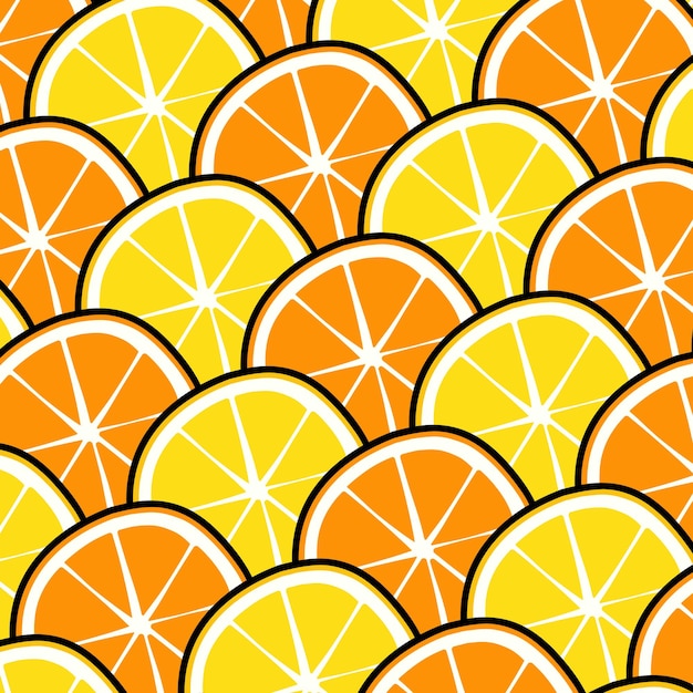 Seamless pattern of orange fruit sliced