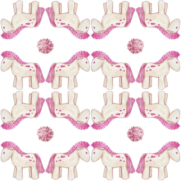 seamless pattern, ornament from a watercolor illustration of textile children's toys in beige-pink