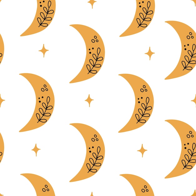 Бесшовный узор космического пространства с луной и звездами Векторная иллюстрация для вашего дизайна