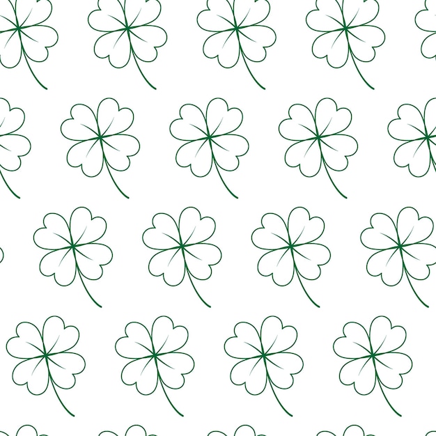 Seamless pattern of outline four leaf clover design concept st patrick greeting or many other uses