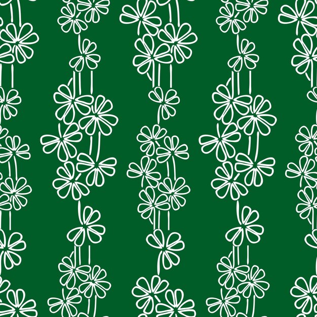 Vector seamless pattern of outlines stylized daisies