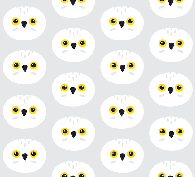 Seamless pattern of owl faces