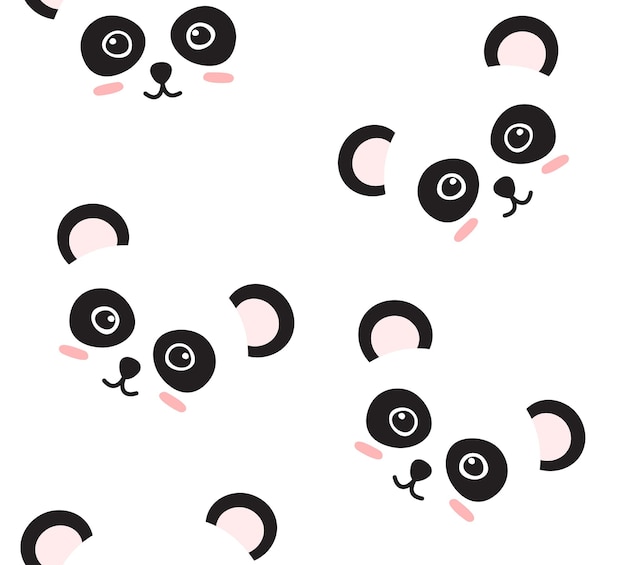 Seamless pattern of panda faces