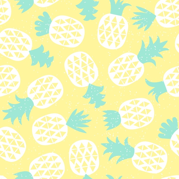 Modello senza cuciture di ananas pastello con ornamento geometrico