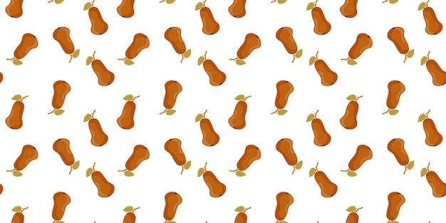 Seamless pattern of pears in cartoon style