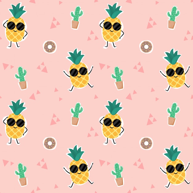 Seamless pattern pineapple.