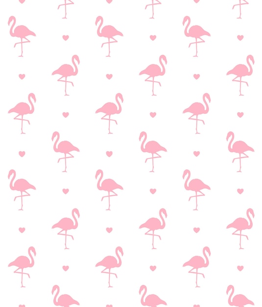 Seamless pattern of pink flamingo silhouettes