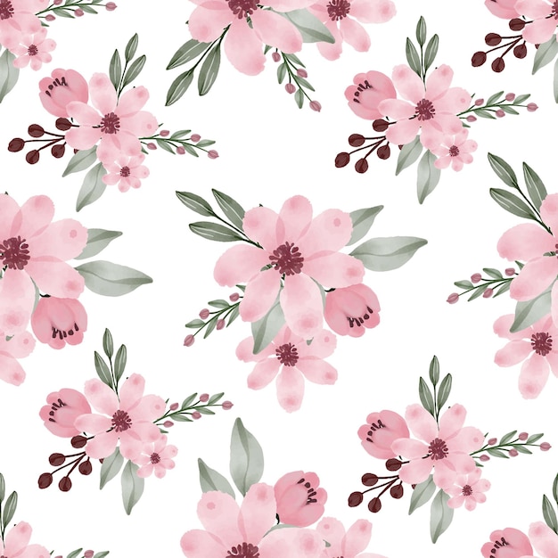 Seamless pattern of pink flower