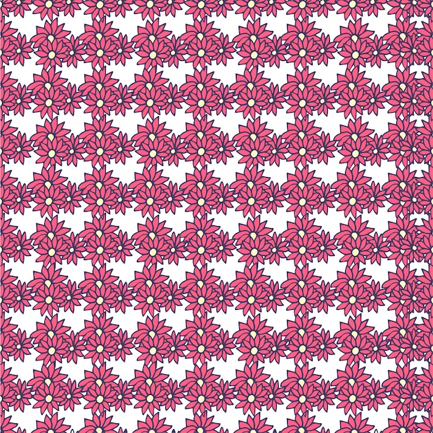 Seamless pattern pink flowers on white background vector illustration