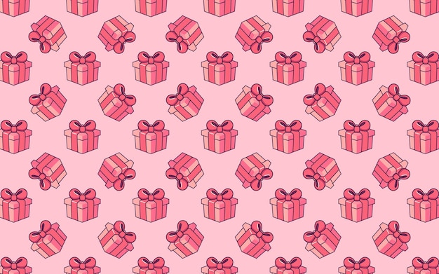 Seamless pattern of pink gifts vector in cartoon style