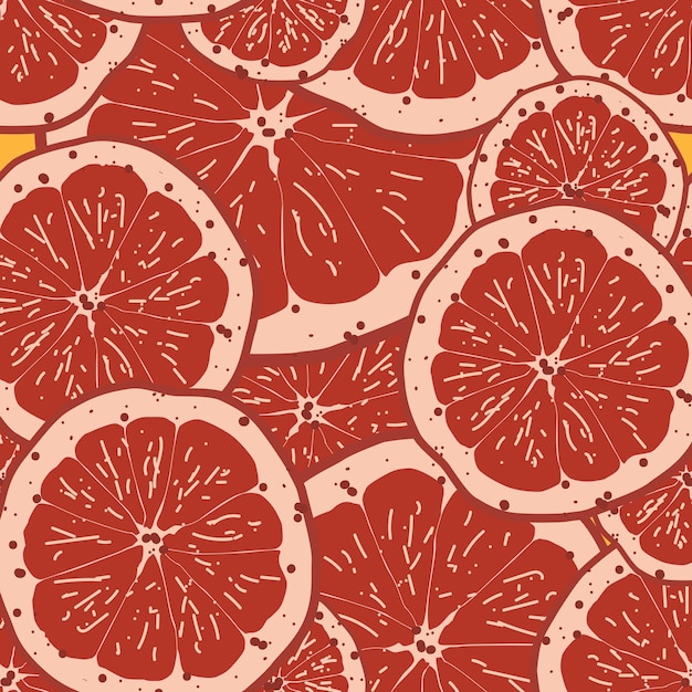 Vector seamless pattern pink grapefruit