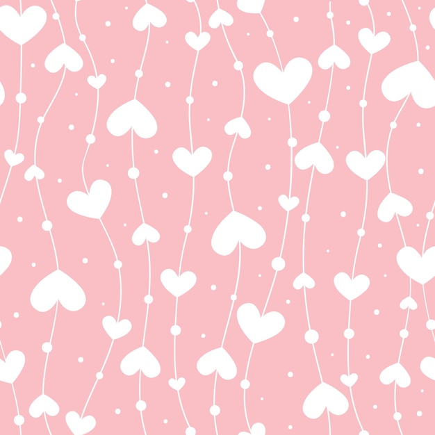 Vector seamless pattern pink heart line design for scrapbooking fashion cards paper goods background