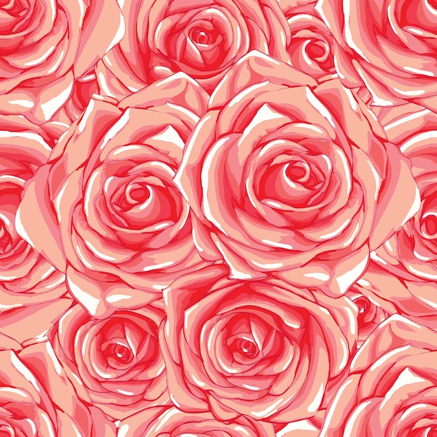 Vector seamless pattern pink pastel rose flowers abstract background